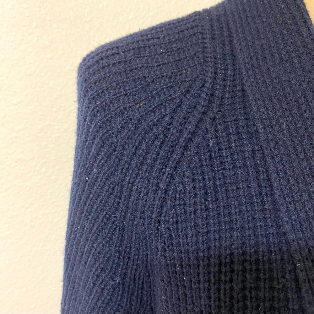 Vince Ribbed Wool Cashmere Open-Front Navy Cardigan Sweater - Picture 8 of 12